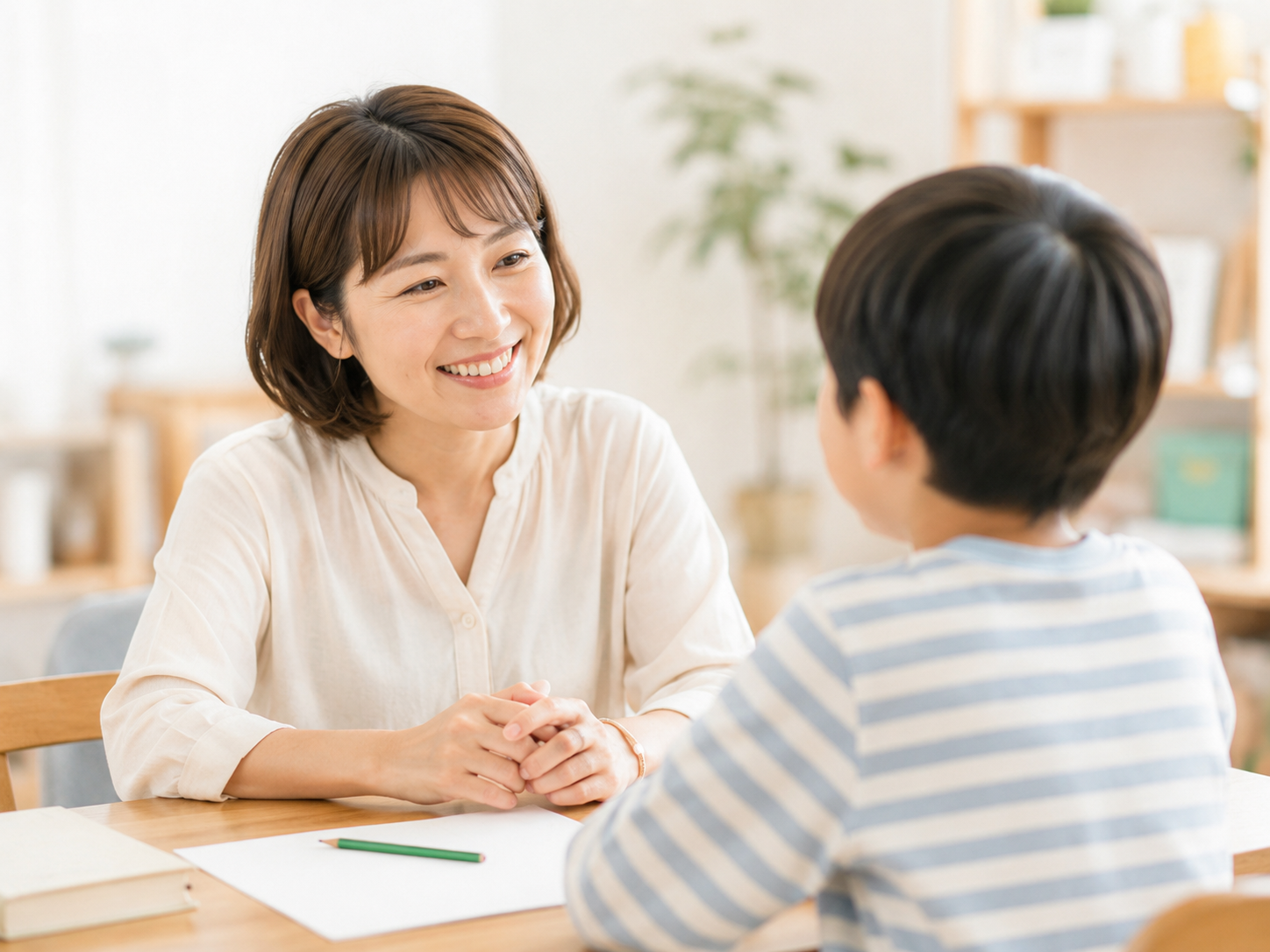 子どもと支援者が対話している様子